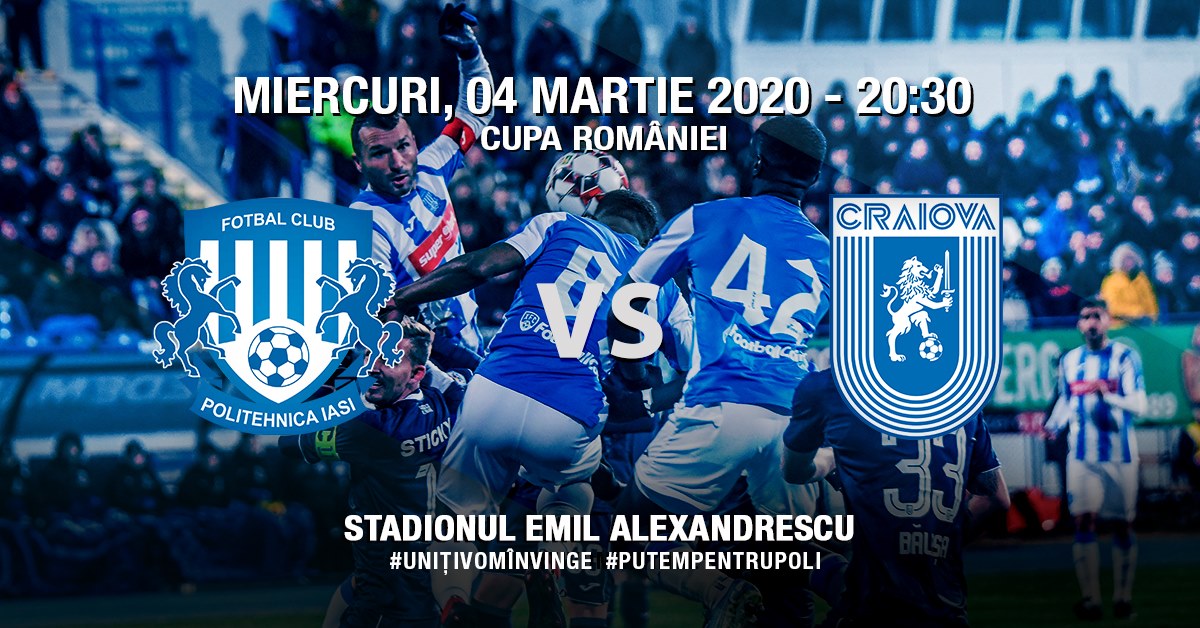 Bilete pentru meciul cu Universitatea Craiova, din sferturile Cupei României
