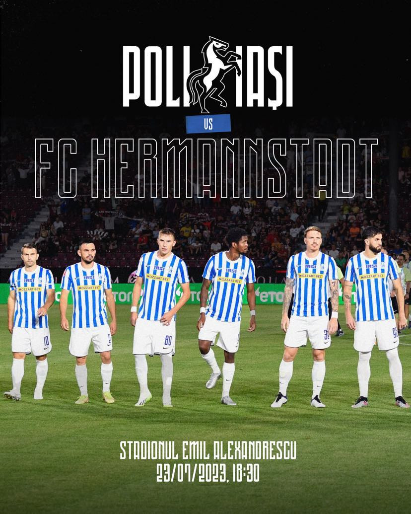 Zi de meci azi la Sibiu: FC Hermannstadt - Poli Iași. În pauză, va fi  prezentată cupa